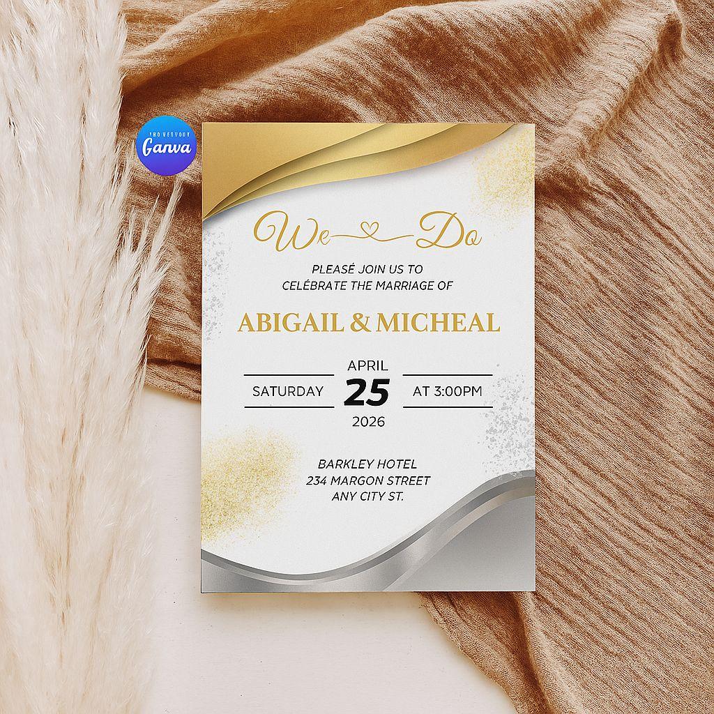 Abigail & Michael Elegant Wedding Invitation – Editable Template, Romantic Floral Design, Printable, Instant Download, Perfect for Modern Couples