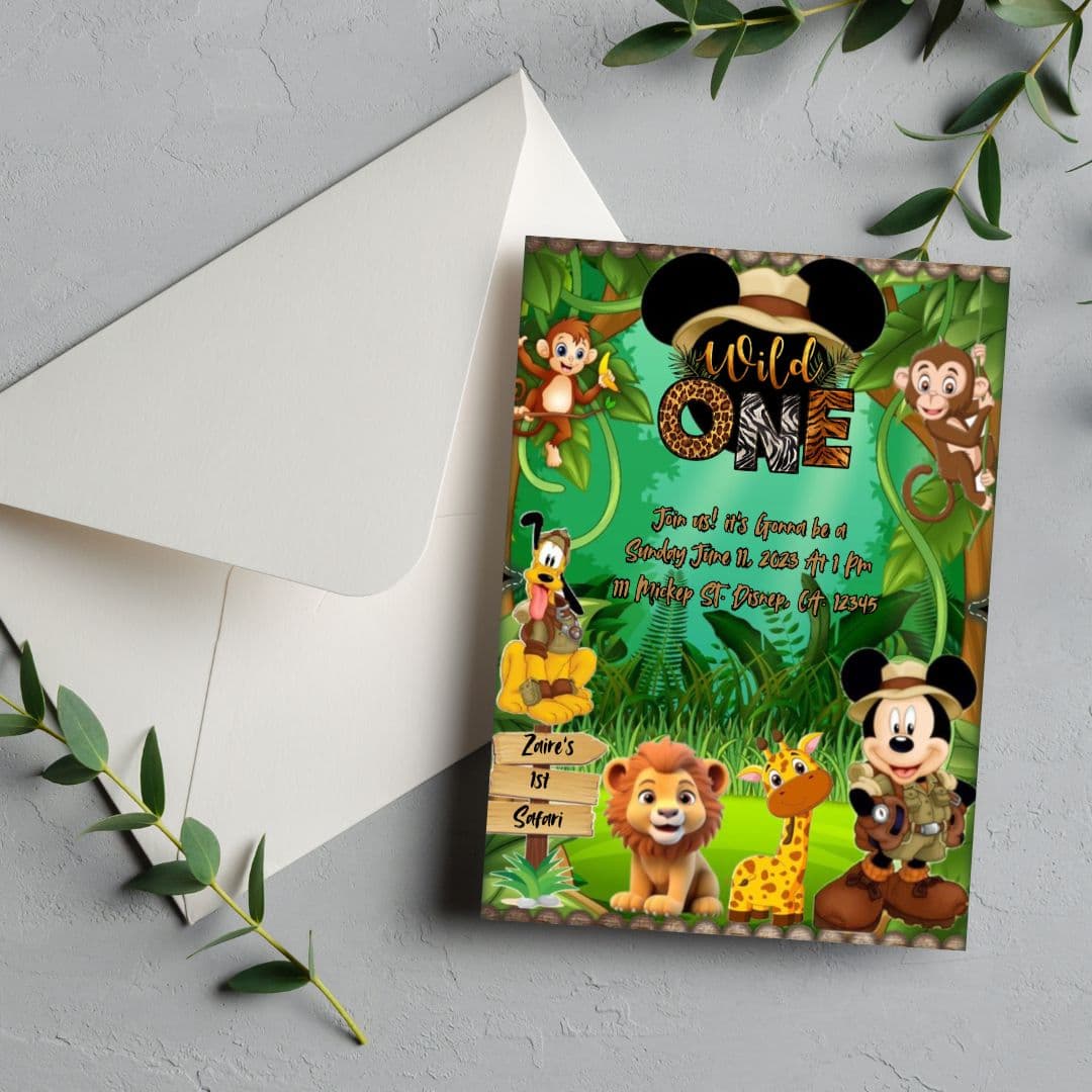 Wild Zoo Birthday Party Invitation Template – Editable and Customizable – Fun Animal Safari Digital Design for Kids’ Celebration, Printable Card