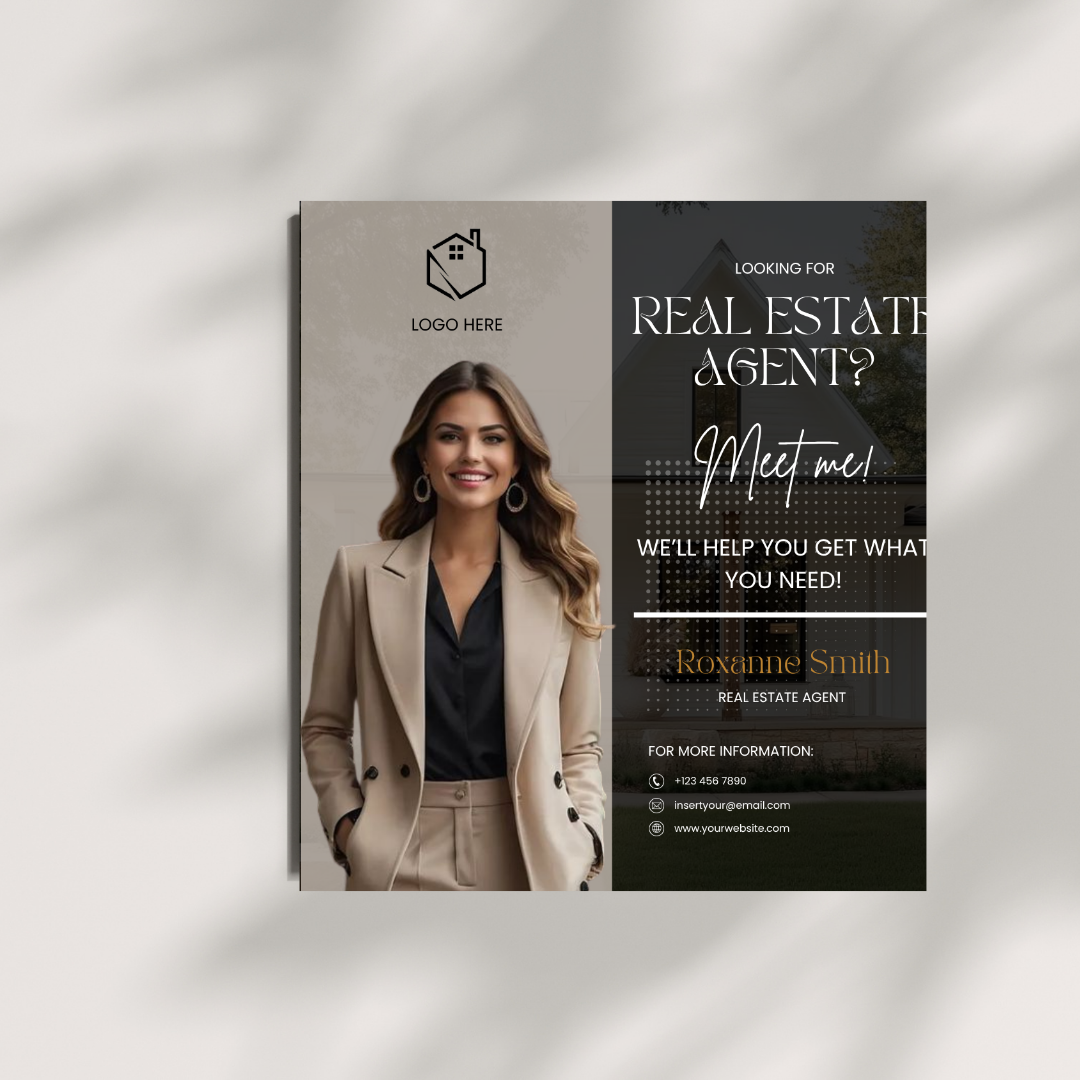 Editable & Customizable Real Estate Agent Marketing Flyer – Modern Professional Template for Realtors, Property Listings, and Client Outreach
