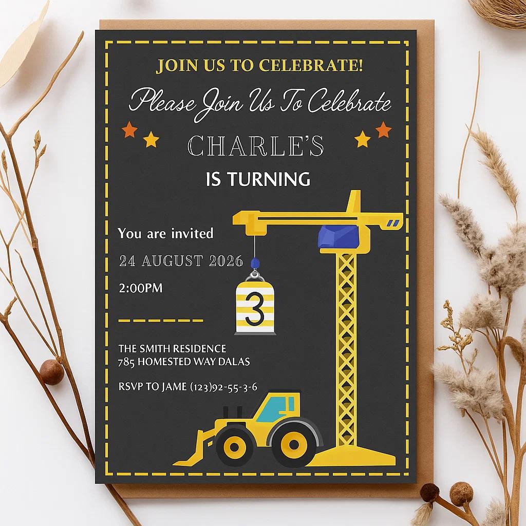 Celebrate Charle’s 3rd Birthday with Us! | Construction-Themed Party | Saturday, August 24th, 2026