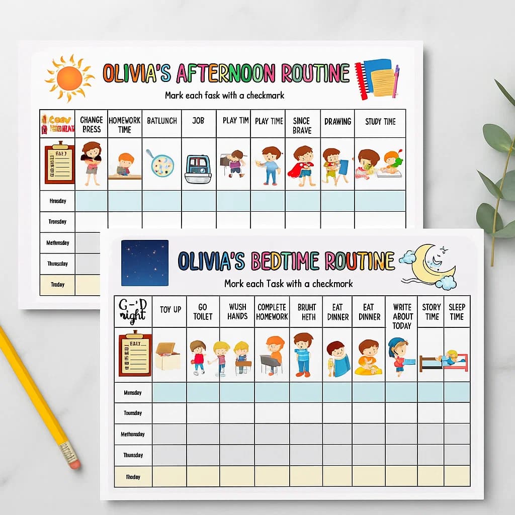 Beautiful Editable Routine Planner Template for Morning, Afternoon, and Bedtime to Design a Peaceful, Productive, and Well-Balanced Day