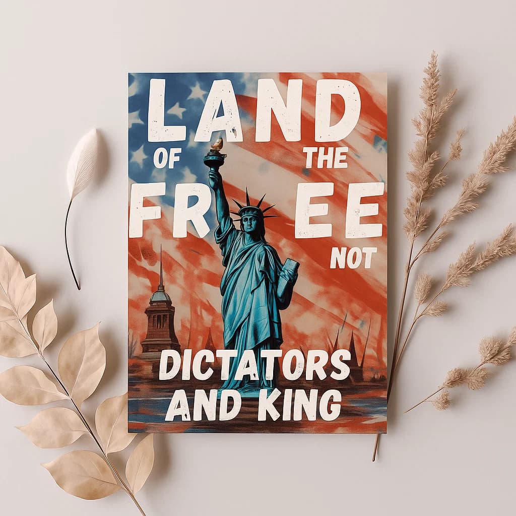 Land of the Free, Not Dictators and Kings – Editable & Customizable Graphic for Patriotic and Political Themes