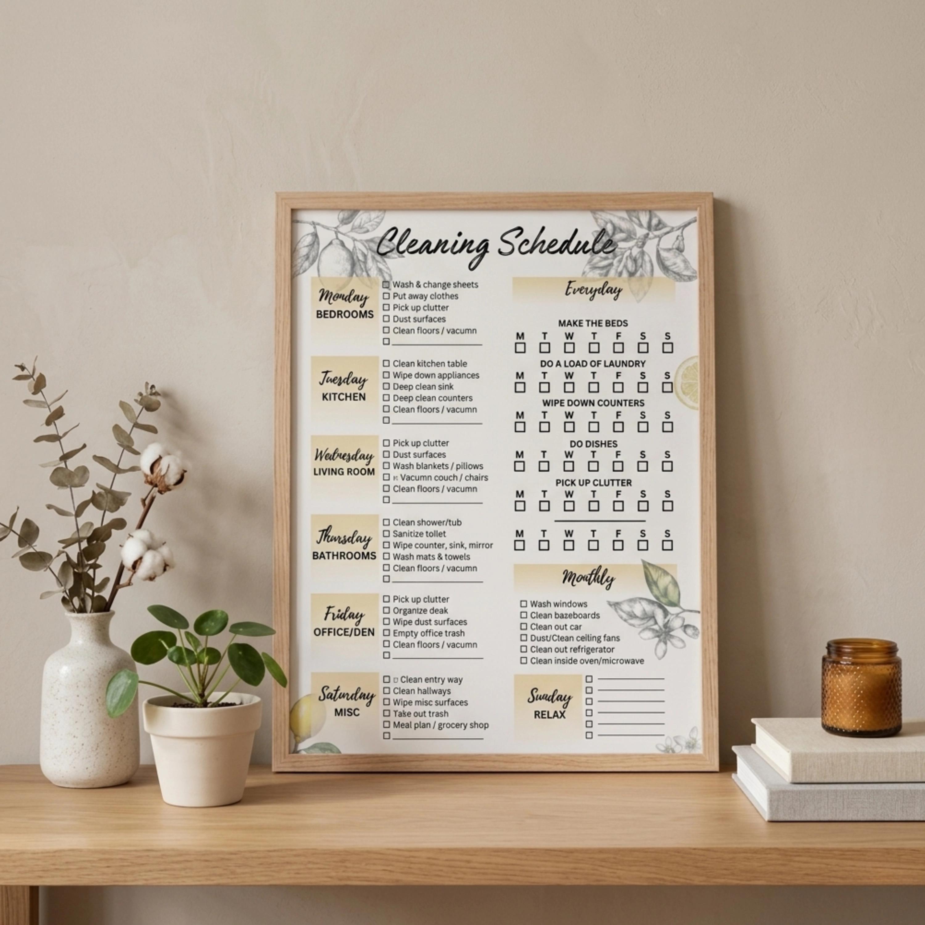 Editable Cleaning Schedule Printable Custom Cleaning Planner Weekly Cleaning Checklist Personalized Home Cleaning Routine Printable Cleaning Chart