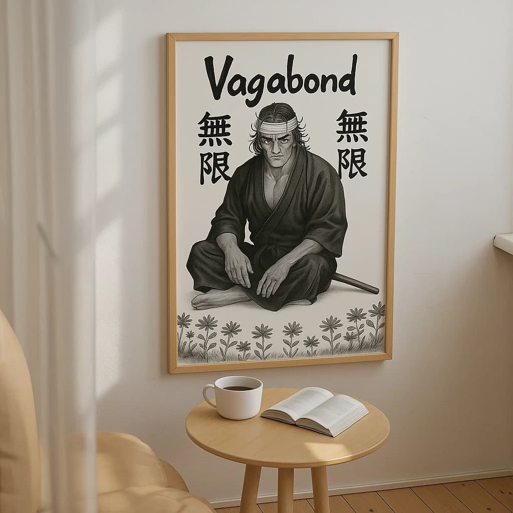 Vagabond Wall Art Print – Minimalist Digital Poster for Anime Lovers | Japanese Manga Inspired Home Decor Download