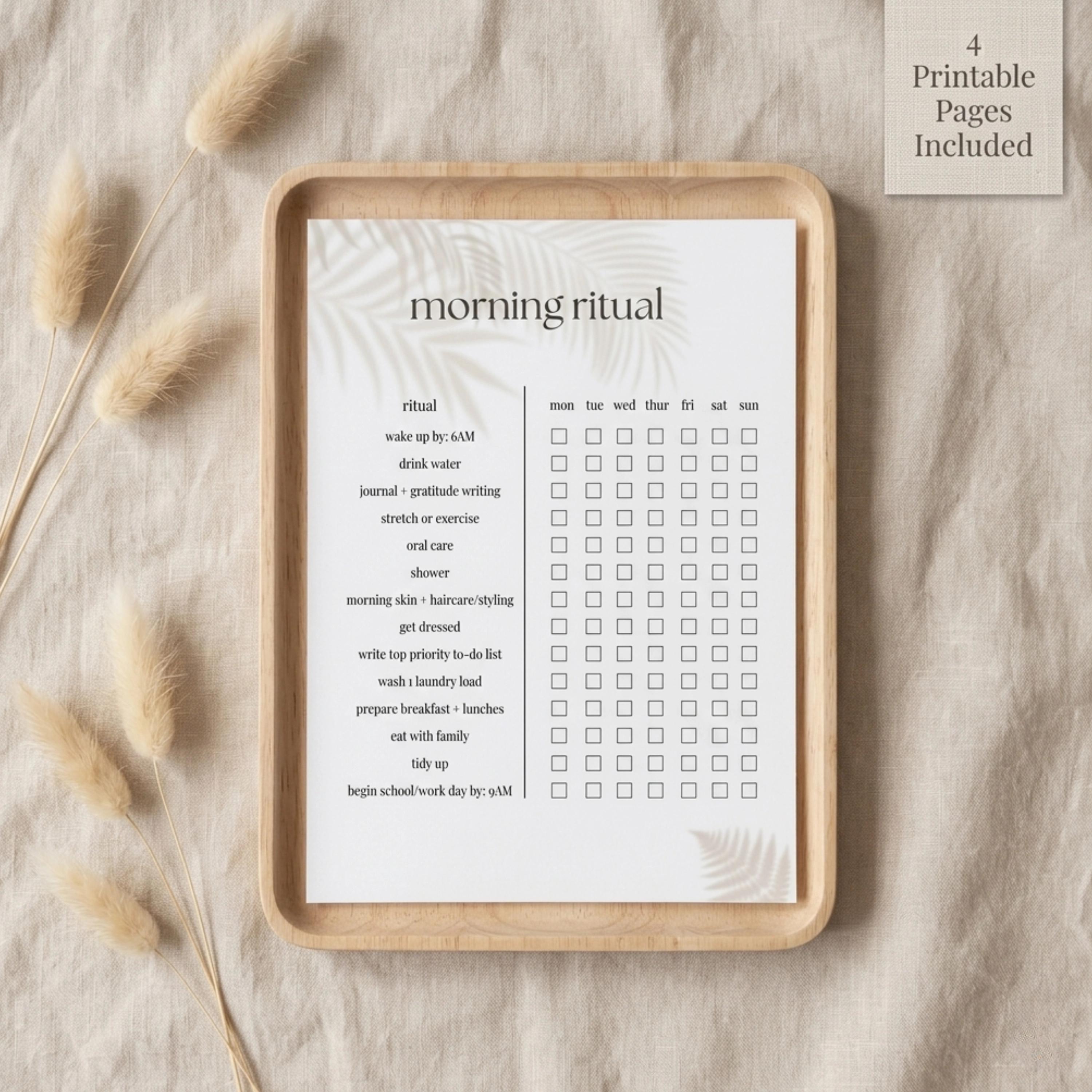 Editable Morning & Evening Routine Planner Habit Tracker Canva Template Daily Routine Checklist Printable Weekly Habit Tracker Productivity Planner