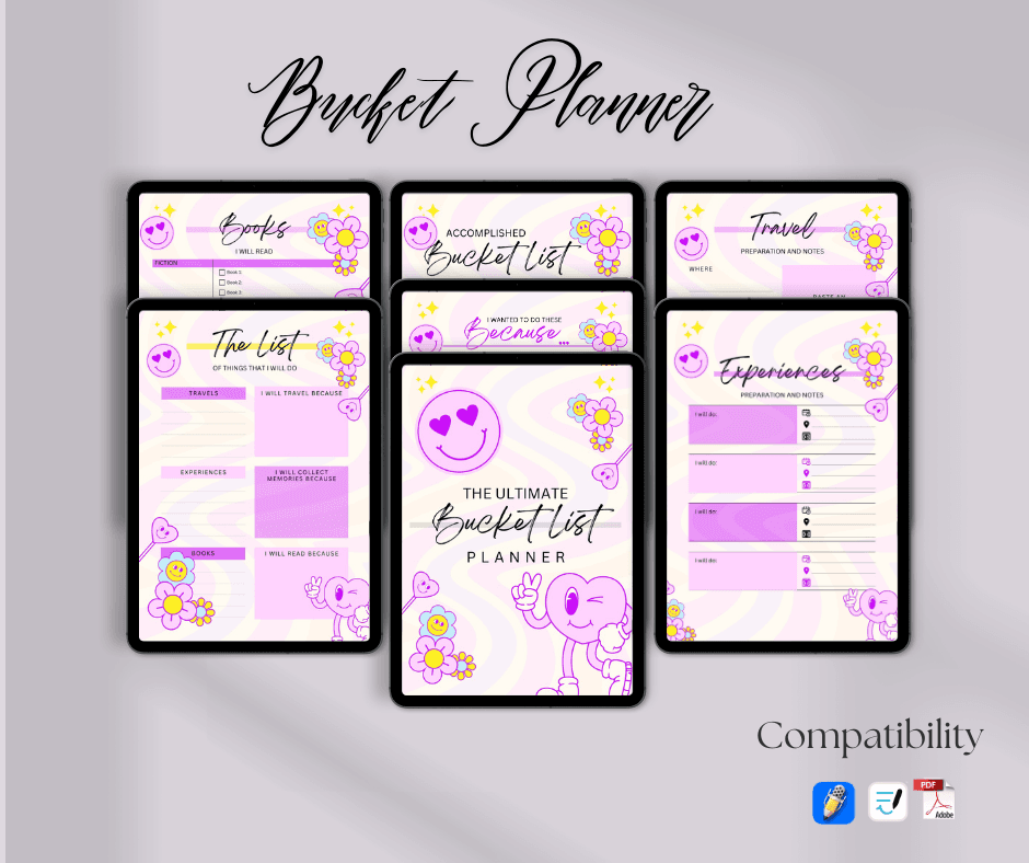 The Ultimate Bucket List Planner: 6-In-1 Digital Planner for Travel, Books, Experiences & More