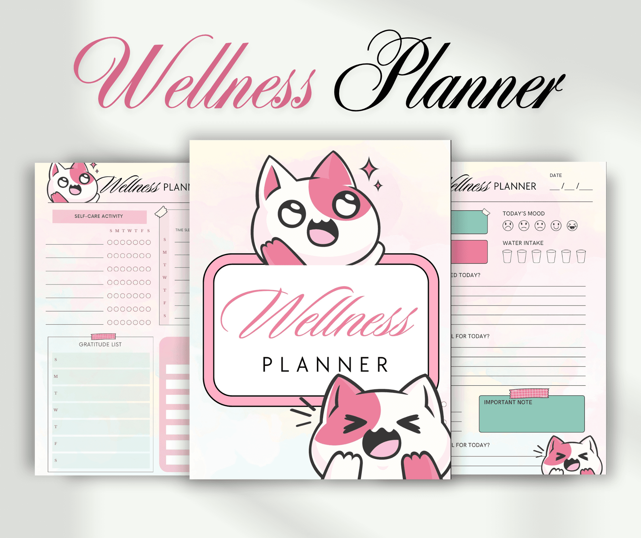Purr-fectly Balanced, 3-Page Wellness Planner for a Happier, Healthier You