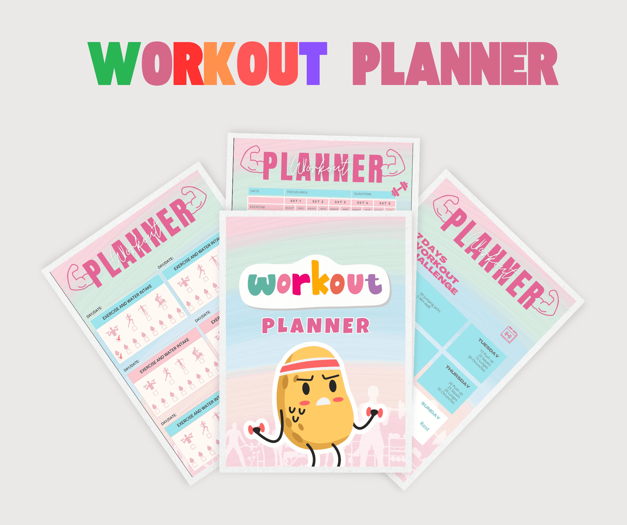 4-Page Workout Planner, Your Ultimate Fitness Companion for Crushing Goal