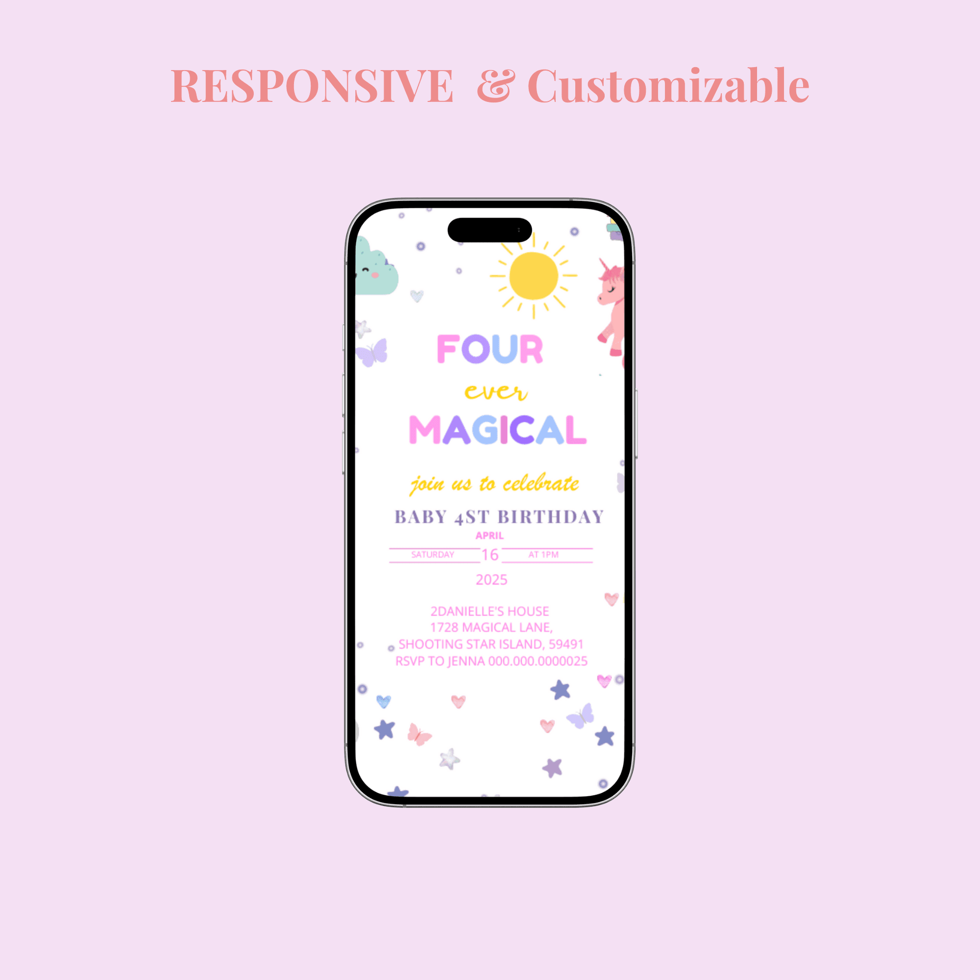 Whimsical Unicorn Birthday Invitation – Cute, Colorful & Editable Template