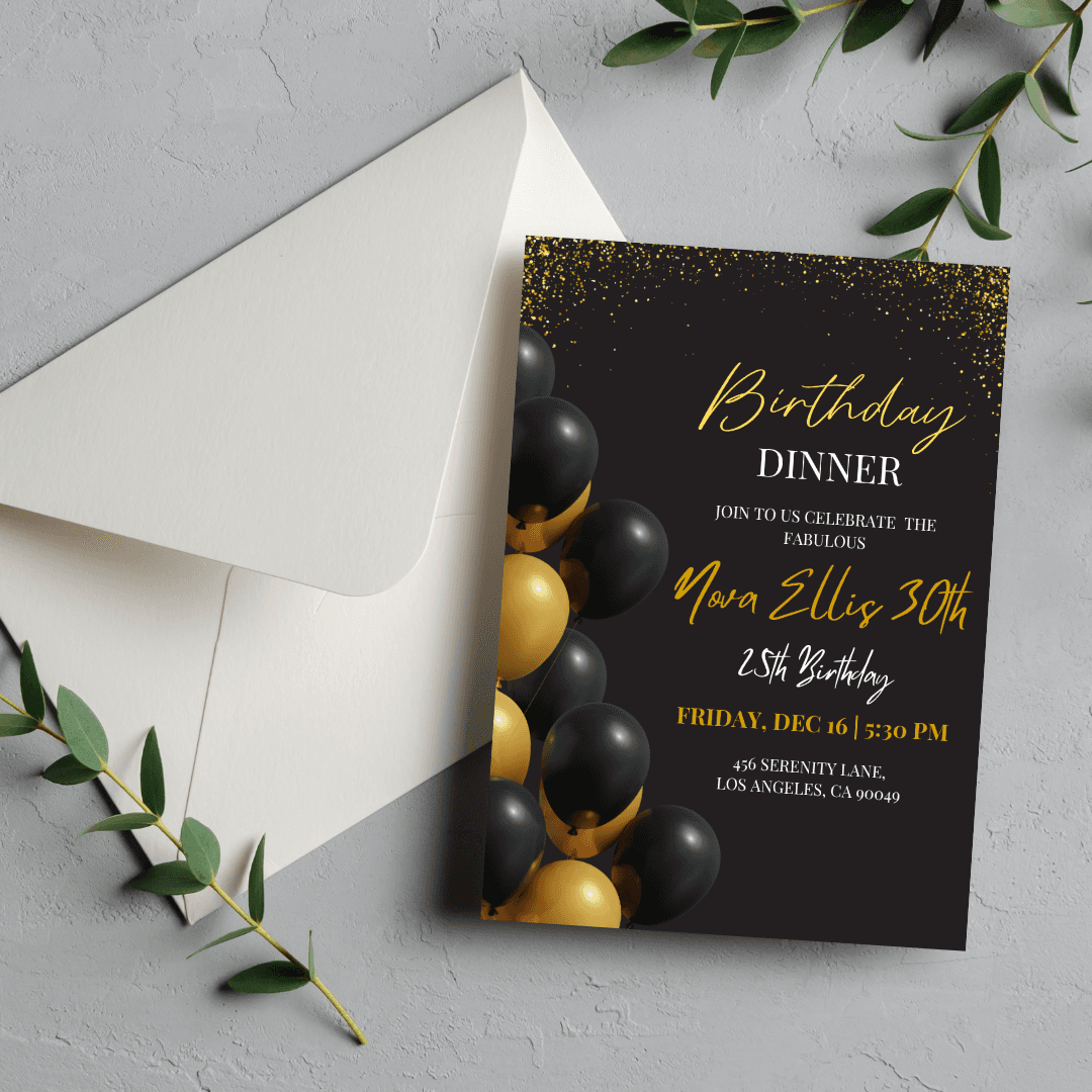 Golden Birthday Party Invitation Video – Elegant & Luxurious Customizable Digital Template for Stylish Celebrations to Share Instantly with Loved Ones