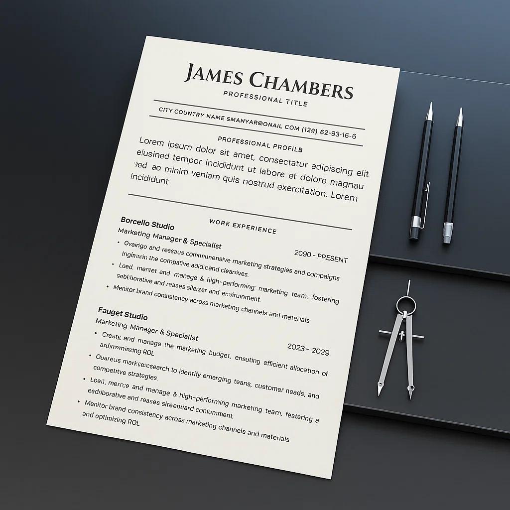 Minimalist Editable Canva Resume Template with Professional Profile, Work Experience, Clean Typography, and Customizable Sections for Professionals