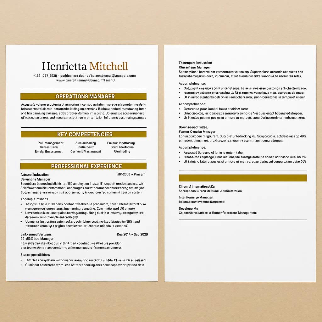 Customizable Resume Template for Henrietta Mitchell – Experienced Operations Manager with Strategic Leadership and Expertise