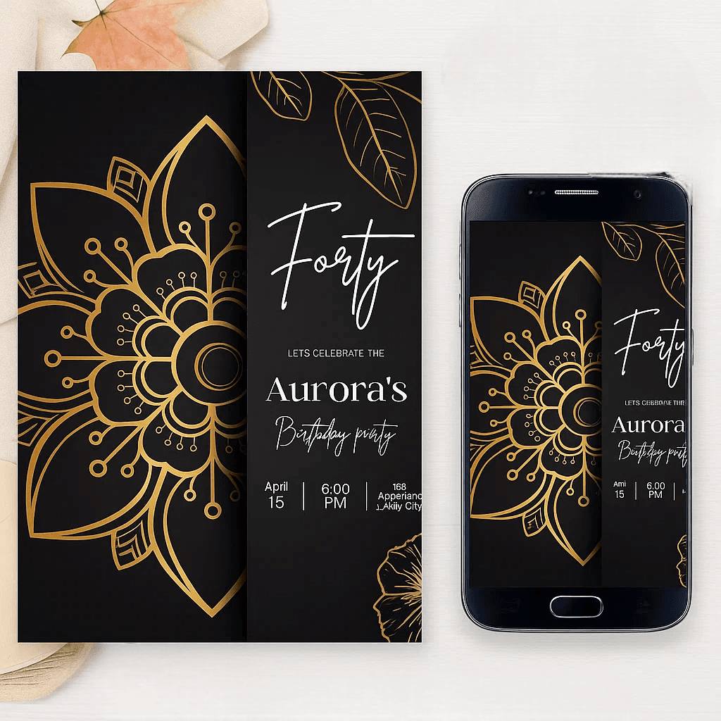 Editable 40th Birthday Invitation Template – Digital Download – Customizable Party Invite Card for Him or Her – Printable & Shareable Design