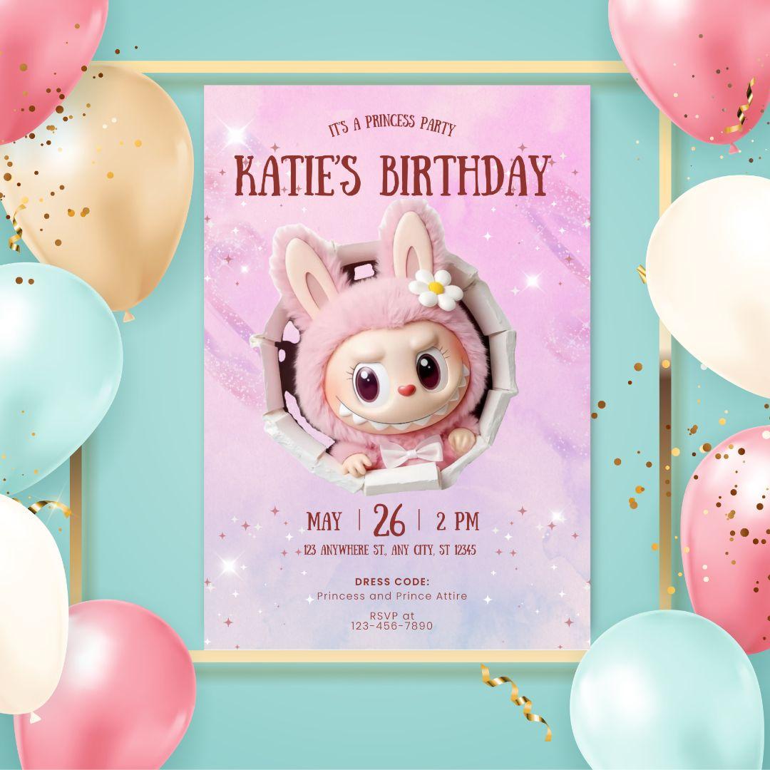 Katie’s Birthday Invitation Template | Editable Canva Design | Customizable Digital Download