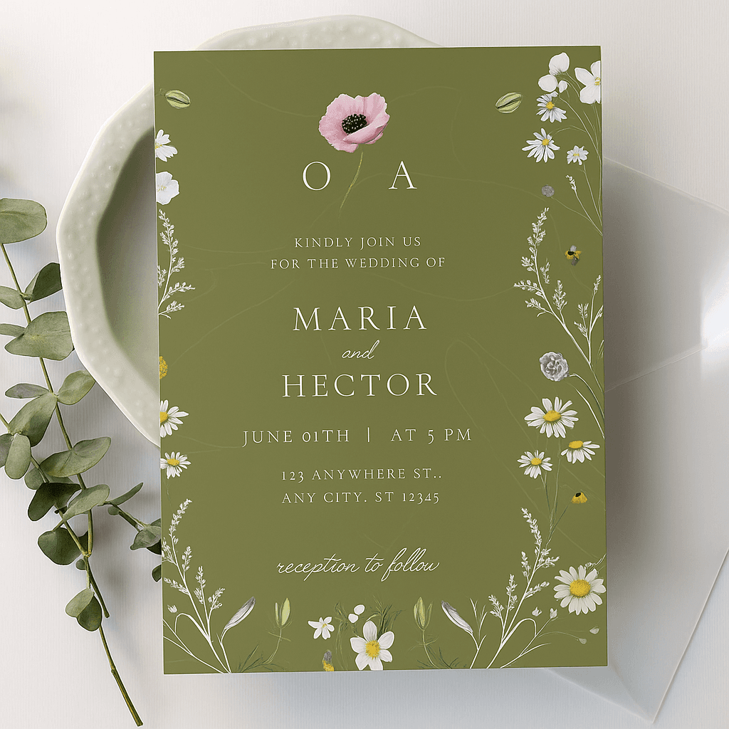 Elegant Wedding Invitation Card – Editable Printable Template for Couples – Digital Download for Classic, Floral, or Modern Ceremony Celebrations