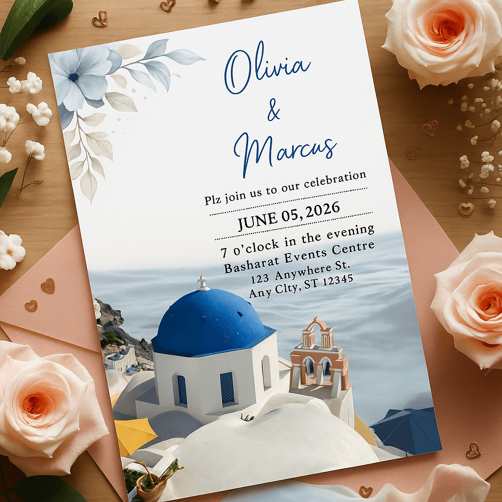Olivia’s Wedding Invitation – Editable Canvas Template, Customizable, Printable Design, Elegant Floral Theme, Instant Download for Modern Brides