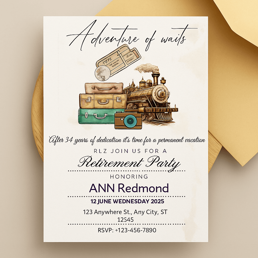 Retirement Party Invitation Template | Editable Canva Design | Custom Printable Farewell Invite | Digital Download | Elegant Celebration Card | Instant Access Link