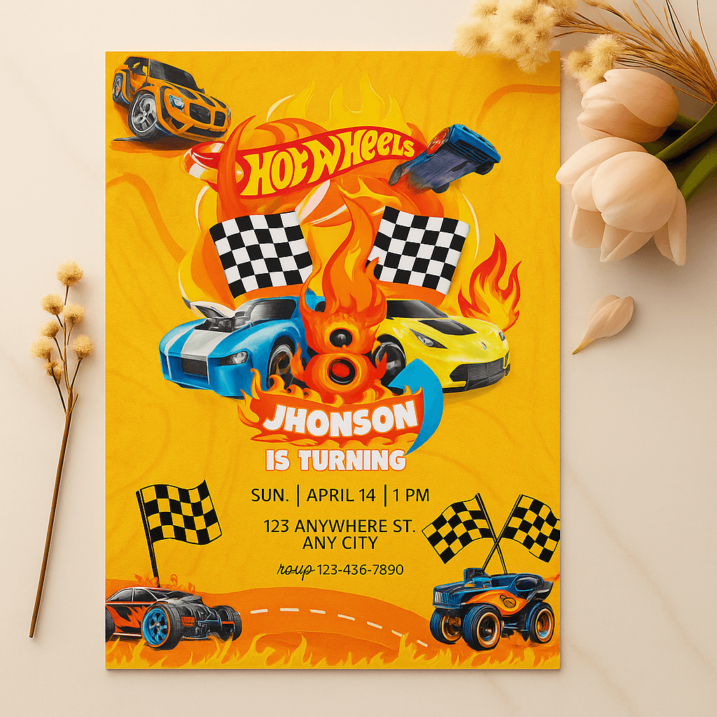 JHONSON’s Turning Birthday Party – Editable Canva Invitation Template for Boys, Fun Celebration Design, Instant Download