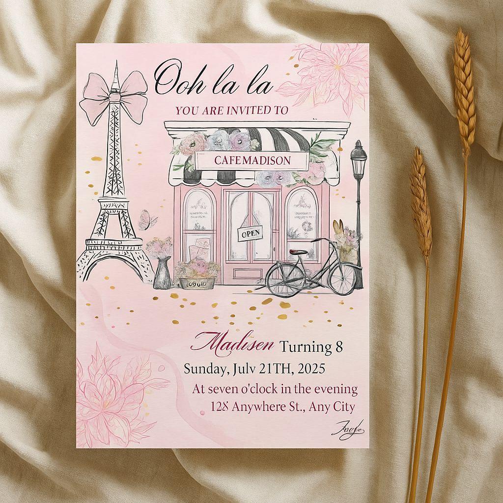 White Floral Elegant Birthday Party Invitation – Editable Canva Template, Customizable Botanical Design, Printable Minimalist Invite, Instant Download