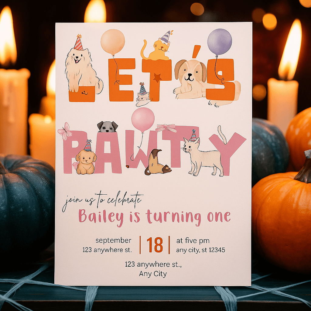 Bailey is Turning One! Birthday Invitation – Editable Canva Template, Adorable 1st Birthday Design, Printable Baby Celebration Invite, Instant Download