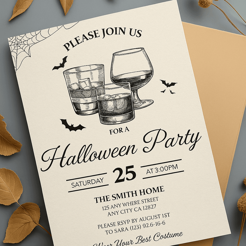 Smith Family Halloween Party Invitation – Editable Canva Template, Spooky Custom Printable, Haunted House Theme, Instant Digital Download