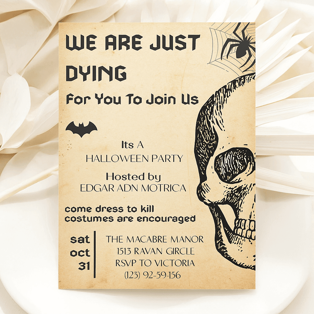 Edgar Halloween Party Invitation – Editable Canva Template, Spooky Custom Invite, Haunted Theme, Printable Design, Instant Digital Download