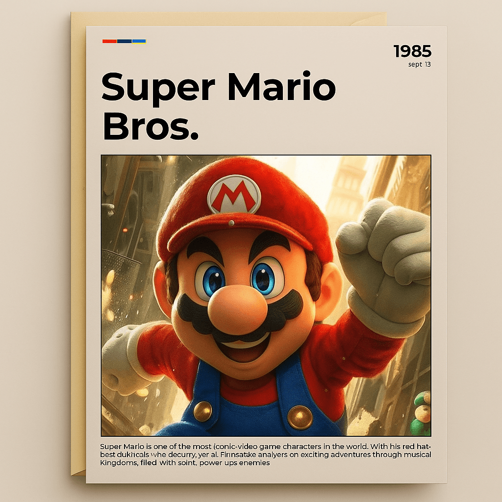 It’s Mario Theme wall Art– Editable Digital Art Banner, Customizable Canva Template, Fun Gaming Decor, Instant Download, High-Quality Design