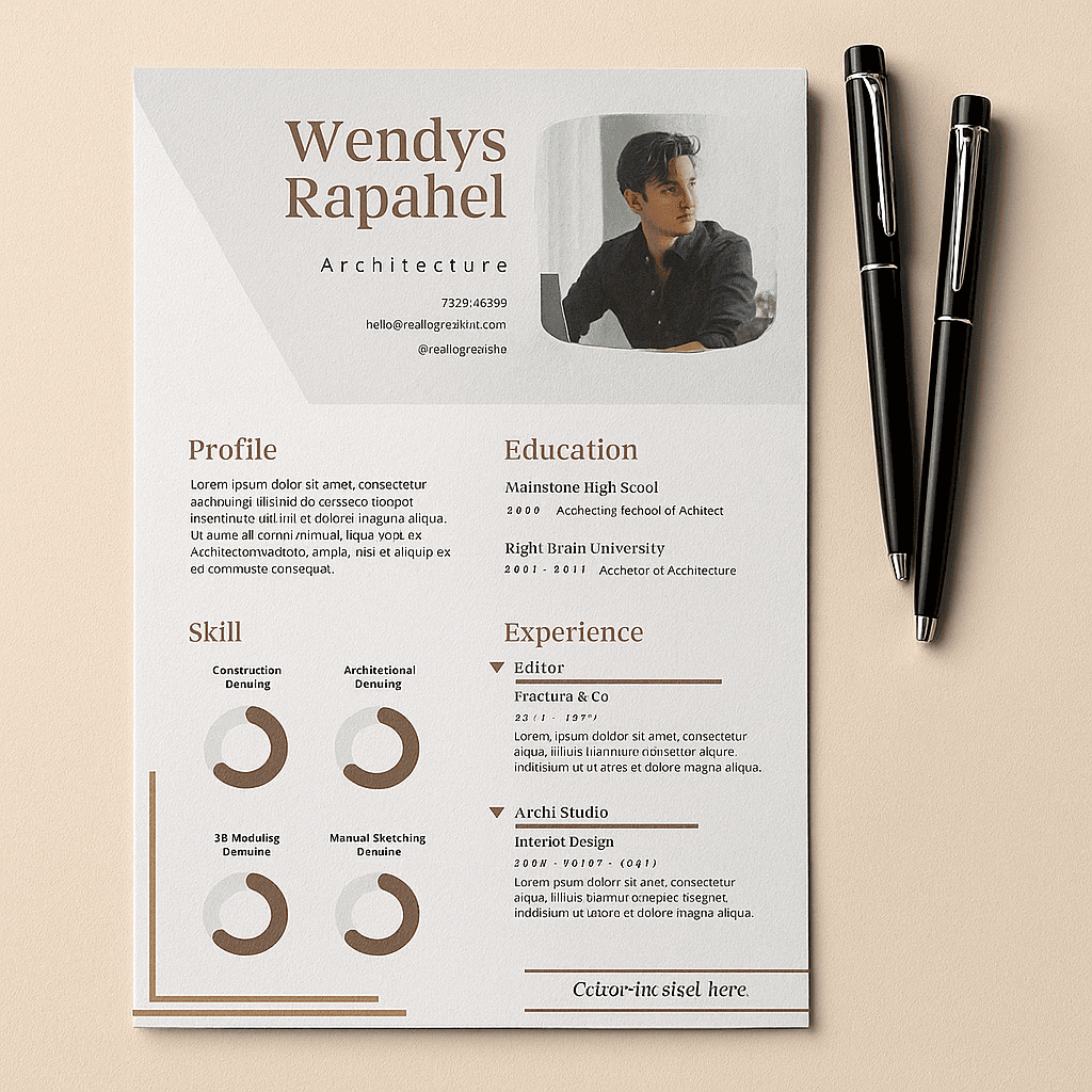 Wendy Raphael Architecture CV – Editable Canva Resume Template, Modern Architect Layout, Customizable Design, Professional Portfolio, Instant Download