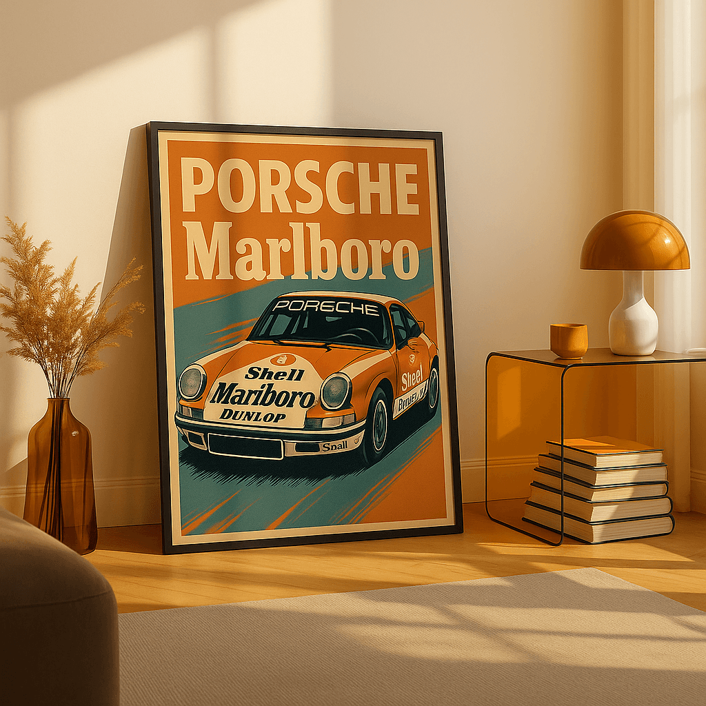 Porsche Marlboro Wall Poster – High-Quality Racing Car Print for Garage, Office, or Man Cave Décor | Not Customizable