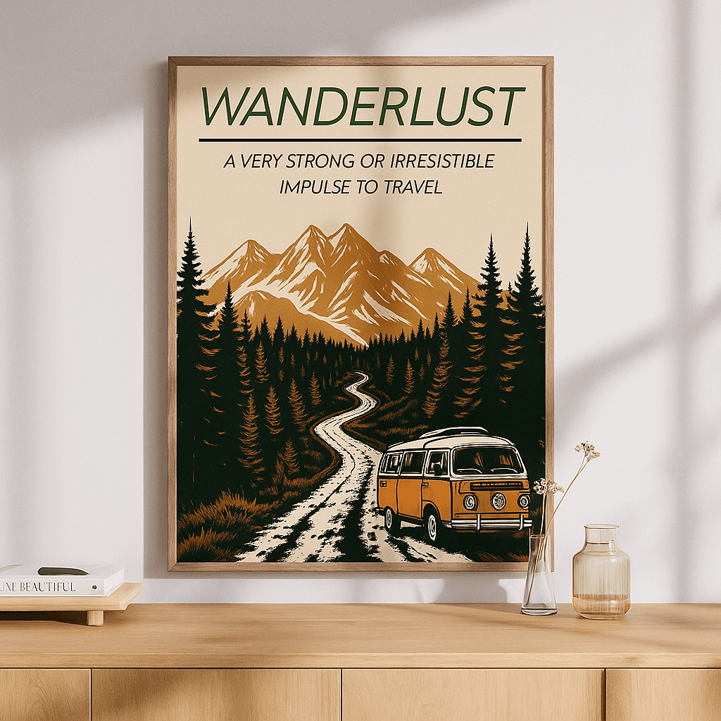 Wanderlust Travelers Wall Poster – Scenic Adventure Print for Travel Lovers | High-Quality Unframed Art for Home, Office, or Studio Décor