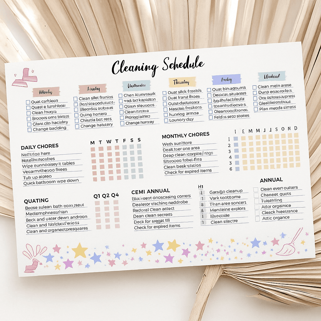 Weekly Cleaning Schedule for Kids – Editable & Customizable Planner | Fun Chore Chart | Reusable Digital Download