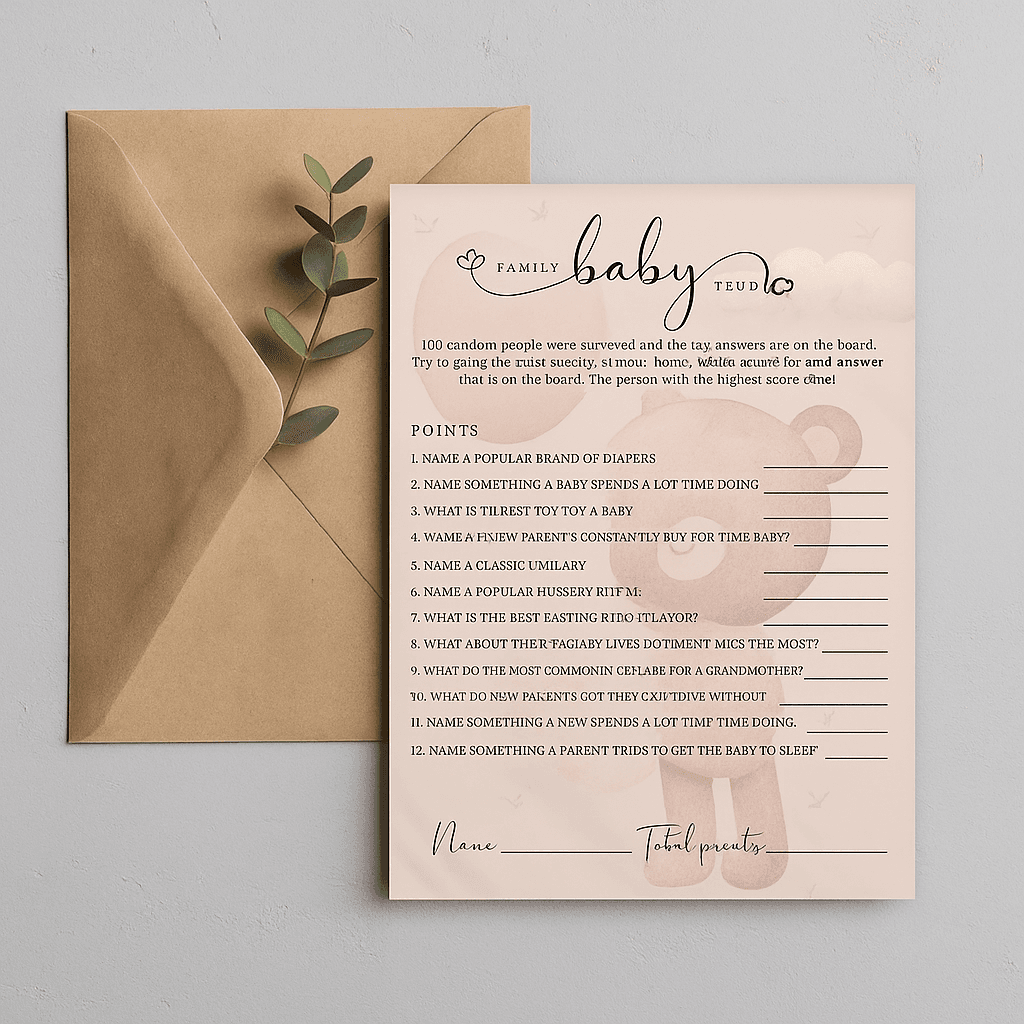 Baby Shower Party Game Template – Editable & Customizable Canva Design | Fun Digital Download for Gender Reveal & Baby Celebration Games