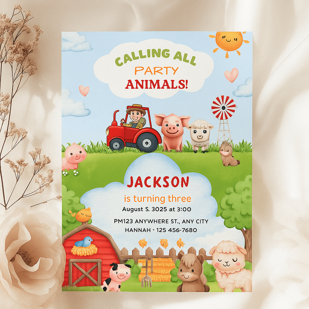 Editable “Jackson Is Turning Three” Birthday Invitation Template – Custom Printable Party Card – Fun 3rd Birthday – Instant Download