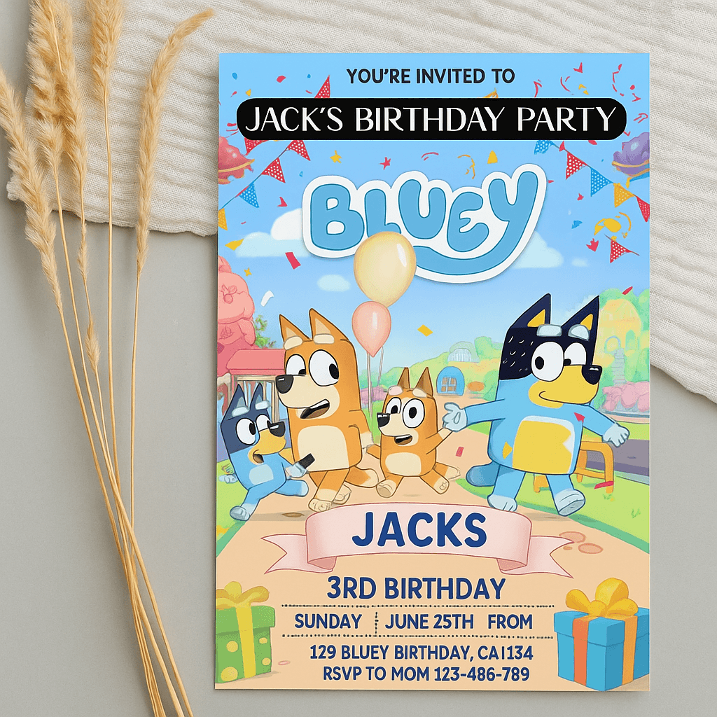 Jack’s 3rd Birthday Party Invitation Template – Editable and Customizable – Fun Digital Design for Kids’ Celebration, Printable Card, and Instant Download