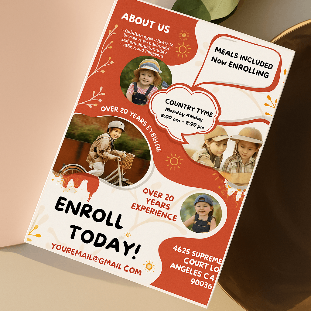 Editable & Customizable Childcare Flyer Template – Professional Daycare, Preschool, and Babysitting Promotion | Printable & Digital Download Design