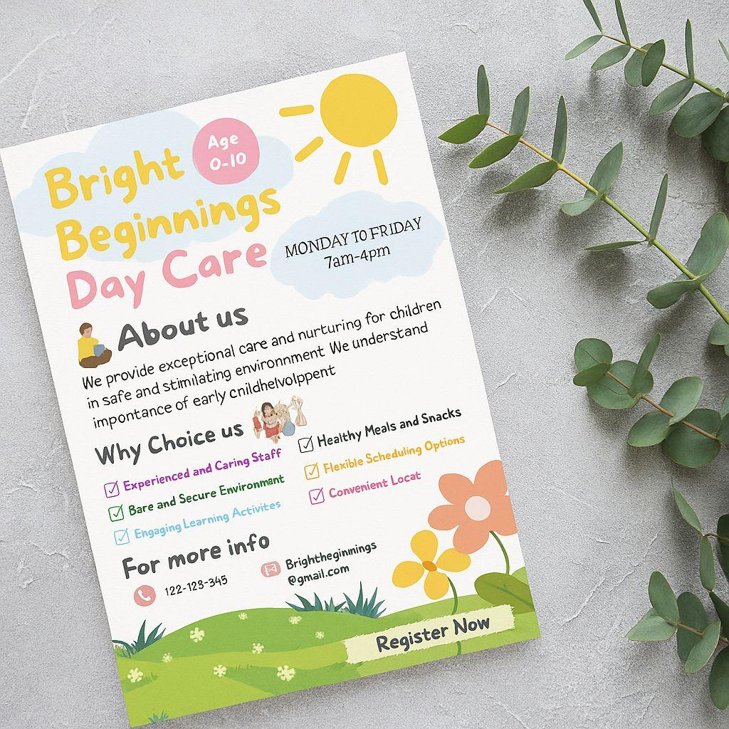 Children Day Care Flyer Template – Editable & Customizable Design for Preschool, Babysitting, and Early Learning Services | Printable Digital Download