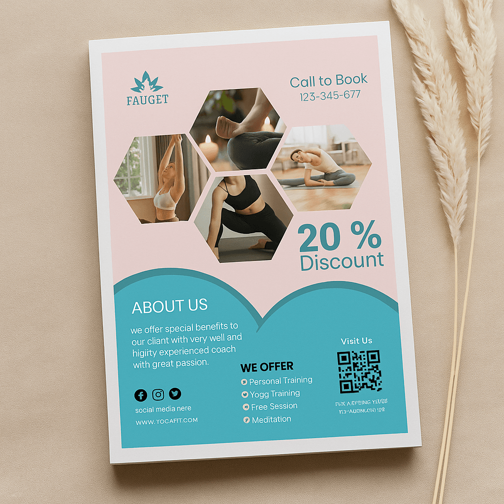 Customizable Yoga Flyer Template Wellness Meditation Fitness Instructor Class Editable Printable Health Mindfulness Exercise Retreat Modern Digital Design