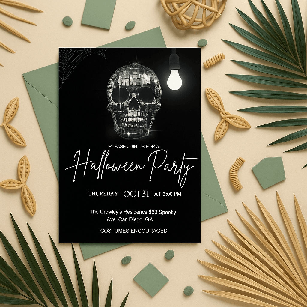 Customizable Halloween Party Invitation Template – Editable Spooky, Fun, Costume, and Adult Celebration Design