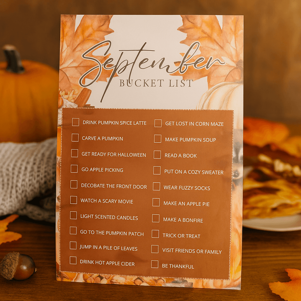 September Bucket List Kids Planner – Editable & Printable Checklist, Fun Activity Organizer for Children and Families