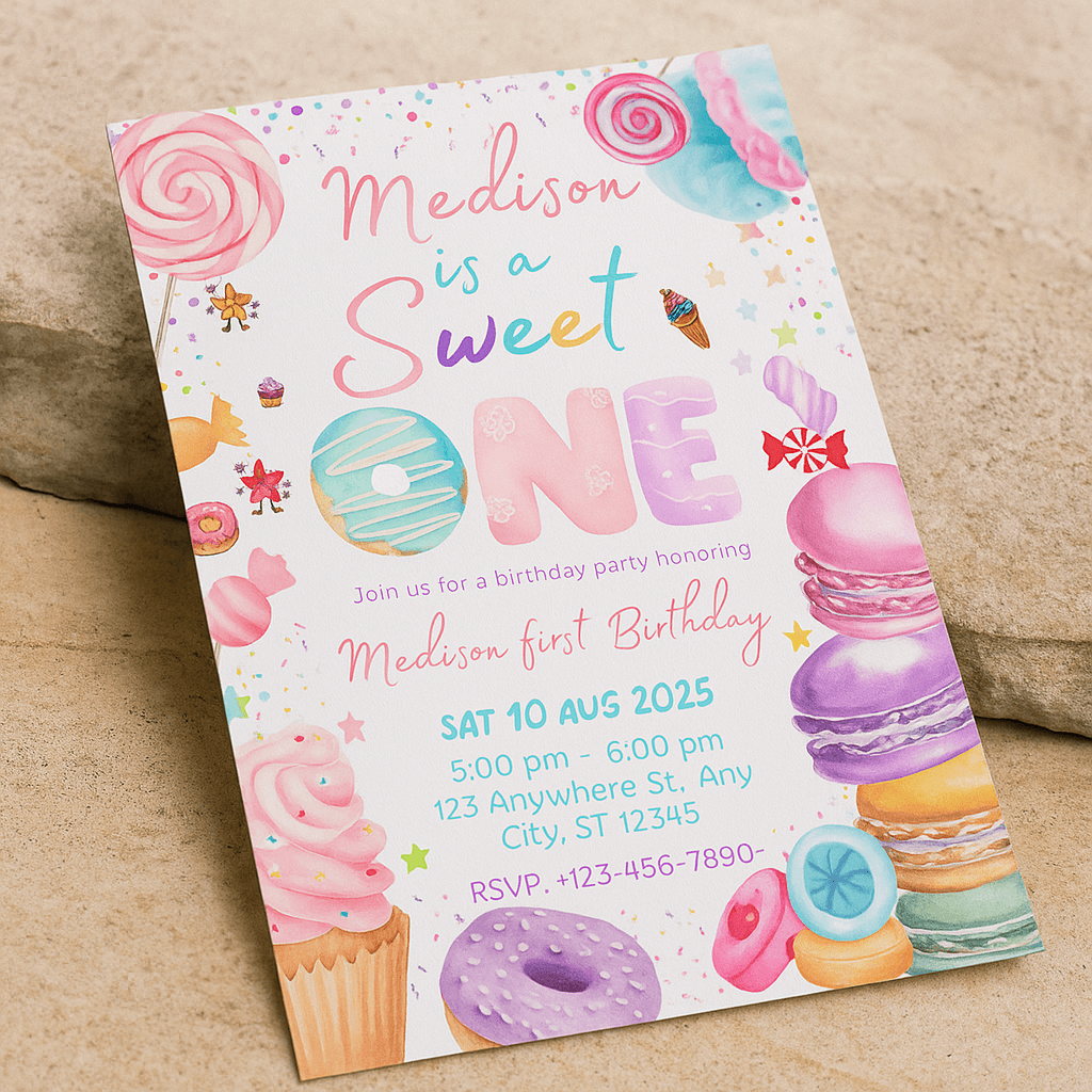 Madison First Birthday Party Invitation Template – Editable & Printable Birthday Invite for Girls, Boys & Kids Celebrations