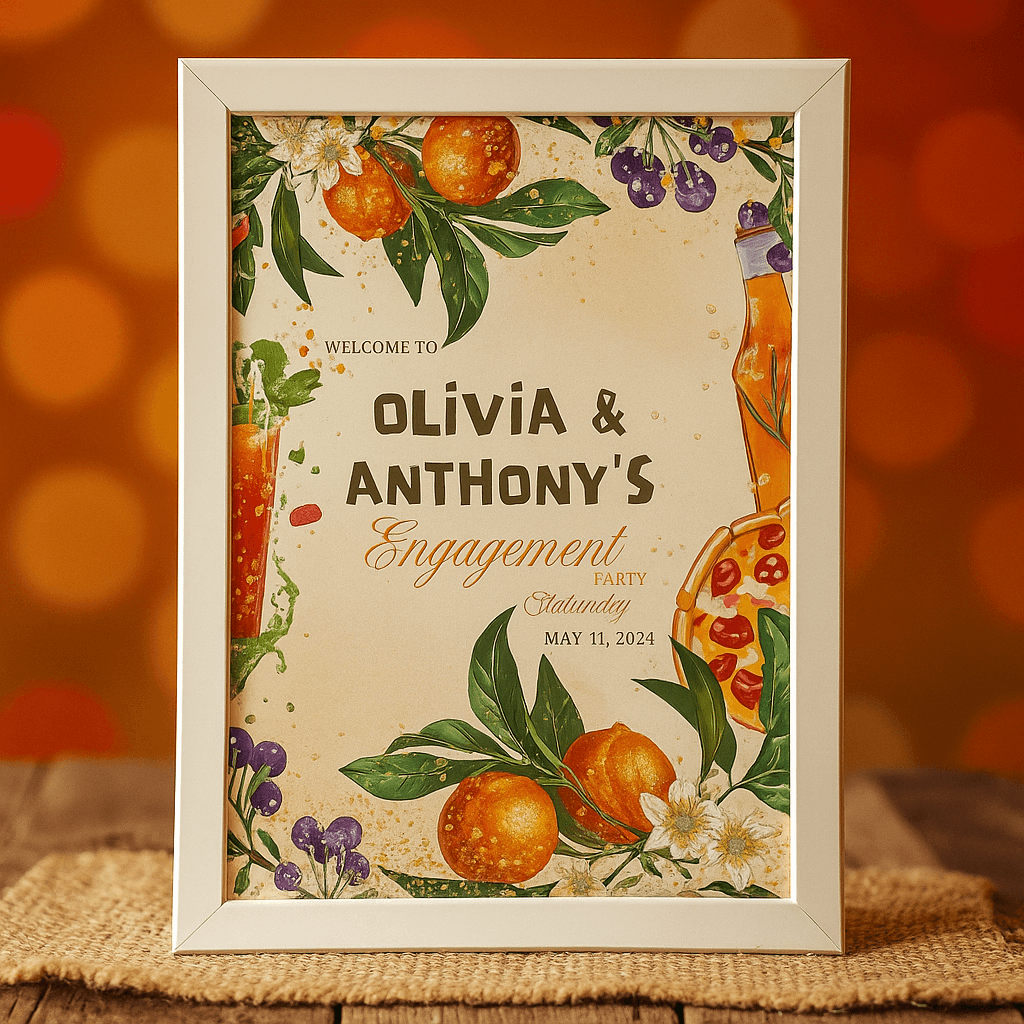 Olivia’s Engagement Wall Art Template – Editable Digital Print for Wedding and Party Décor