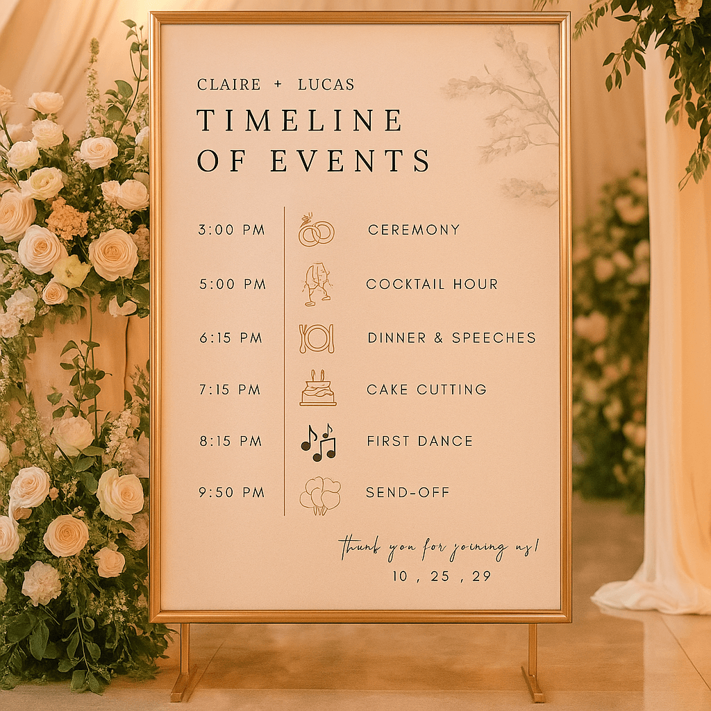 Wedding Timeline Template – Editable Digital Itinerary for Ceremony, Reception, Bridal Schedule & Event Planning