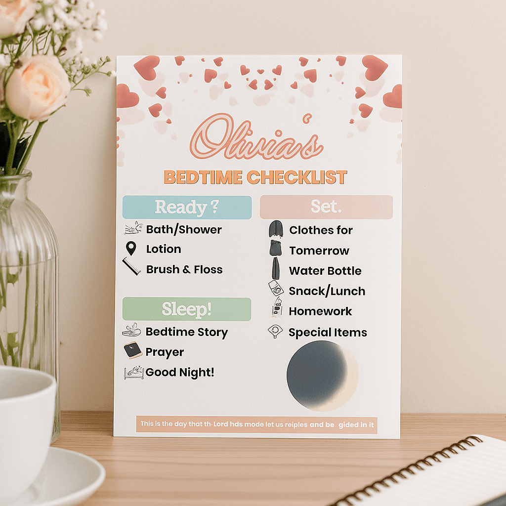Olivia's Bedtime Checklist Create a Calming and Relaxing Nighttime Routine for Sweet Dreams