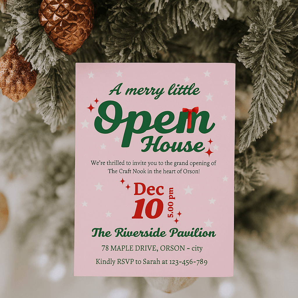 Retro Christmas Open House Invitation – Holiday Market & Craft Fair Flyer