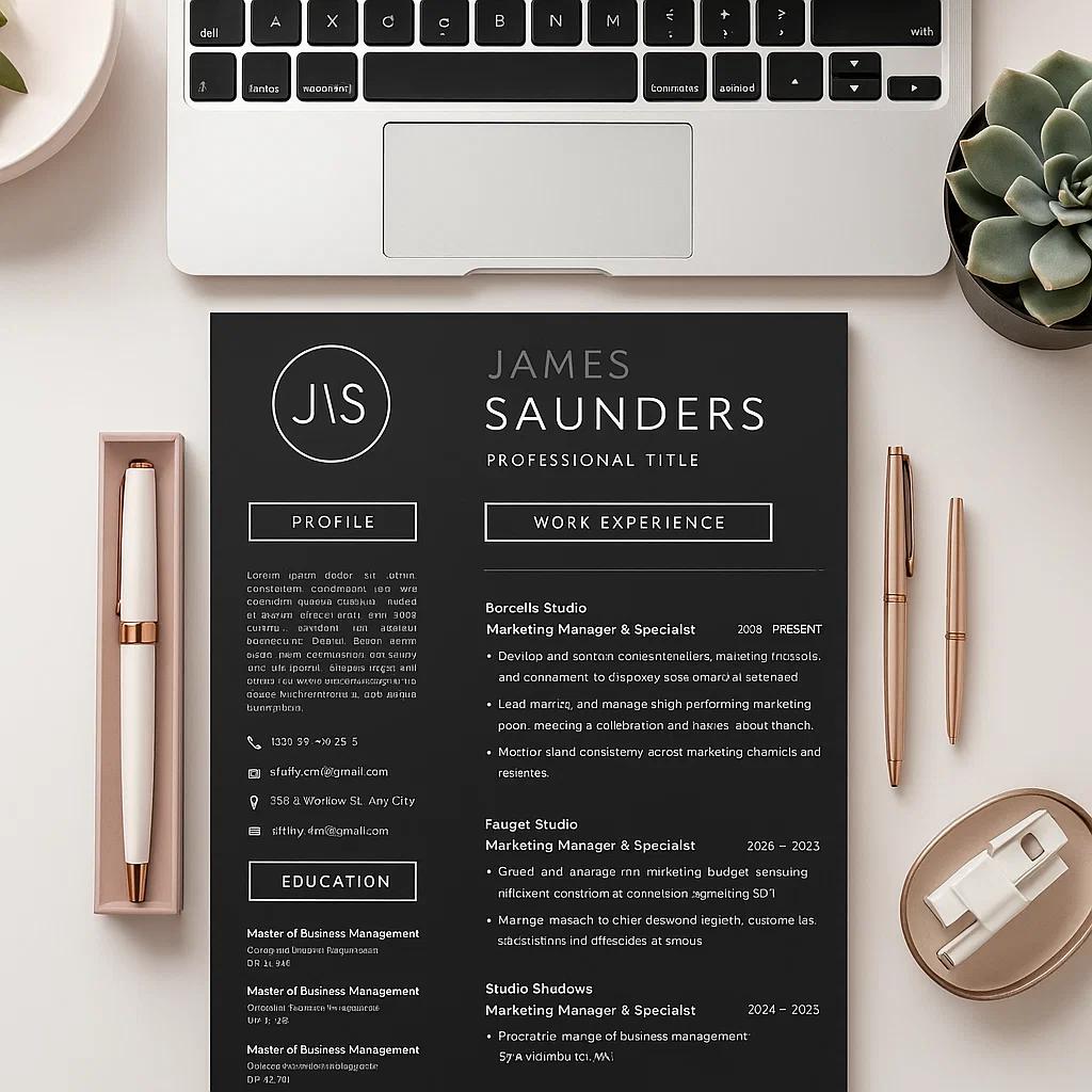 Modern Professional Resume Template Editable and Customizable for Work Experience, Education, Skills, and Contact Information
