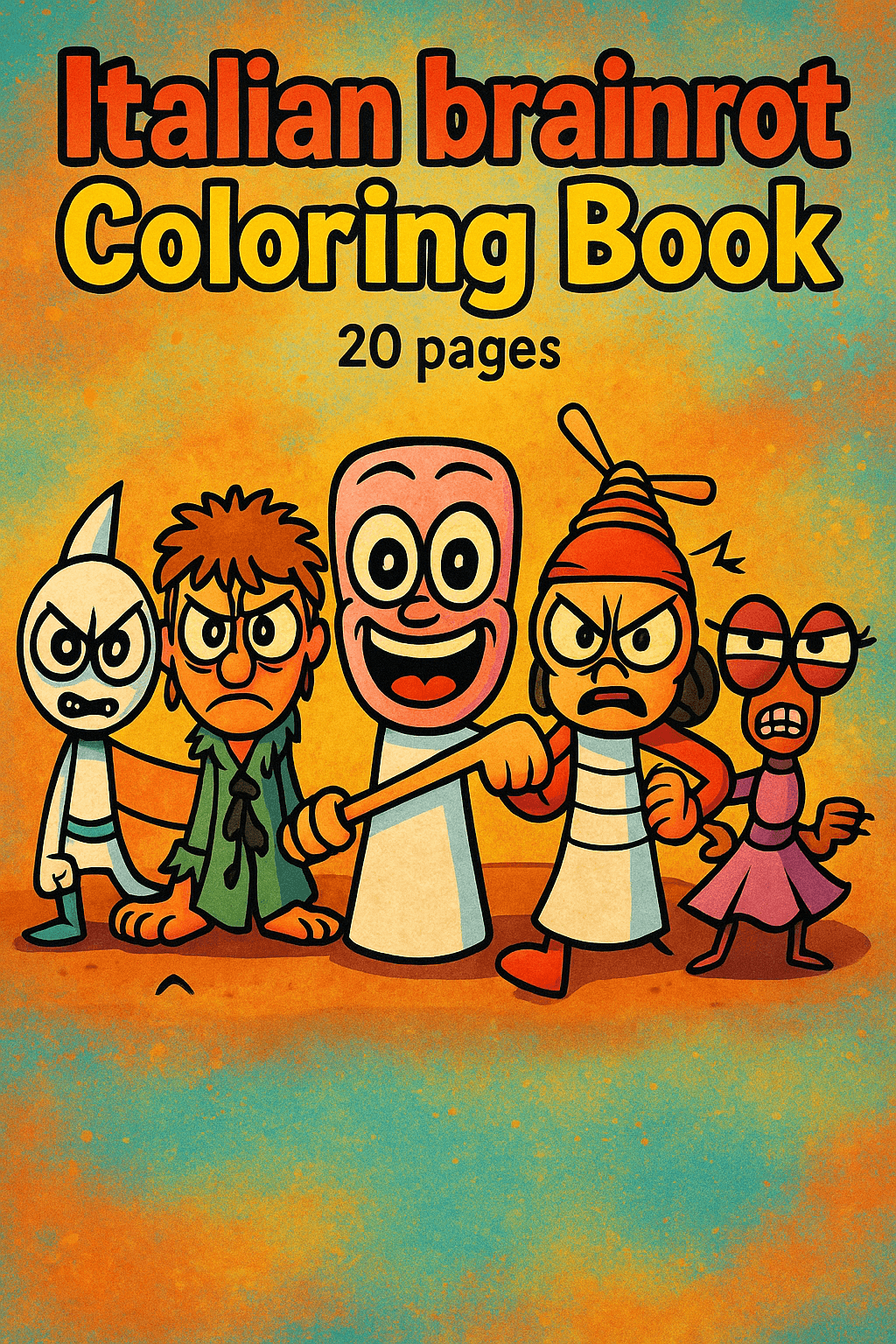 Italian Brainrot - A 20-Page Coloring Book of Chaotic Mediterranean Madness