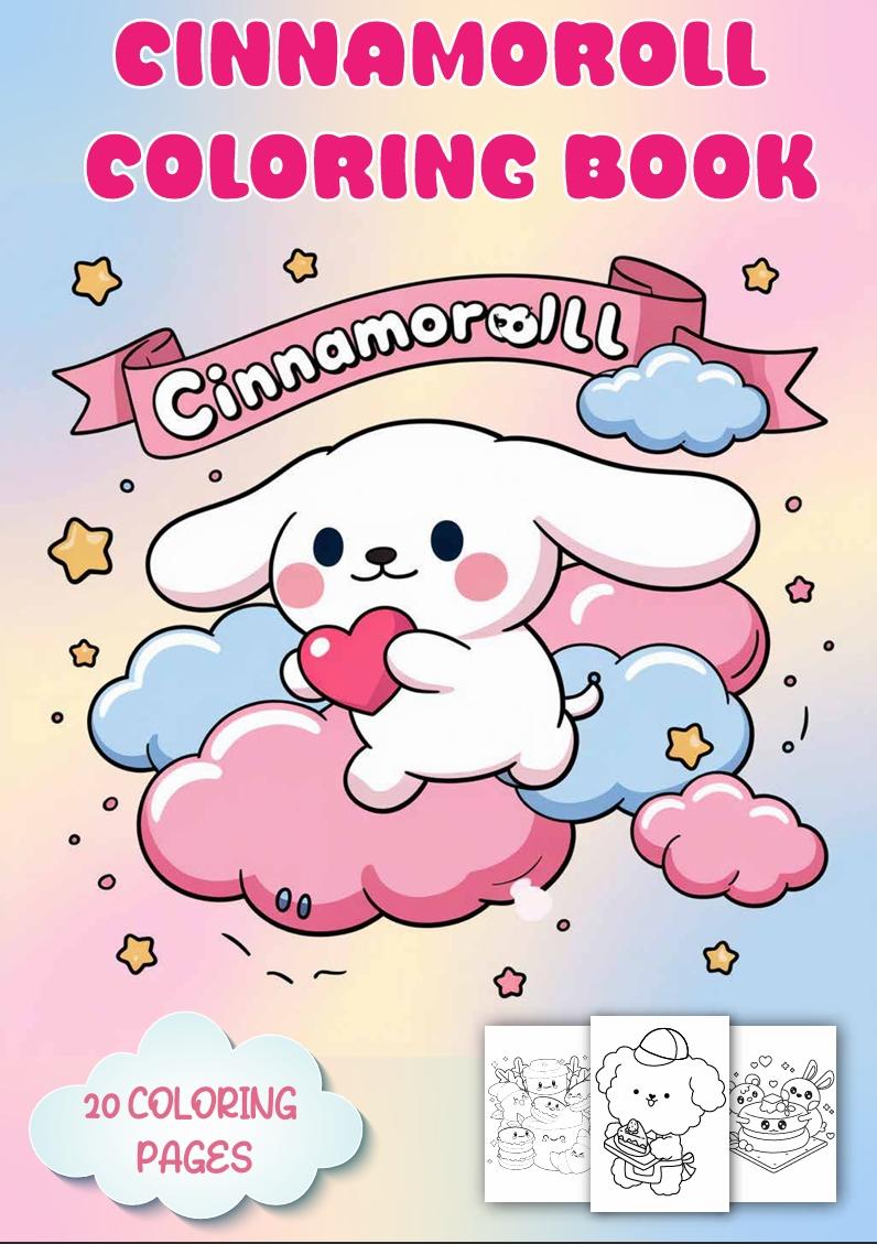 Cinnamoroll Coloring Book – 20 Pages of Kawaii Fun!
