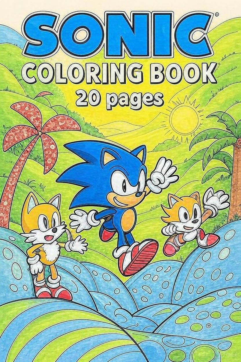 Sonic Coloring Book for Kids – 20 Fun Pages to Color with Sonic & Friends