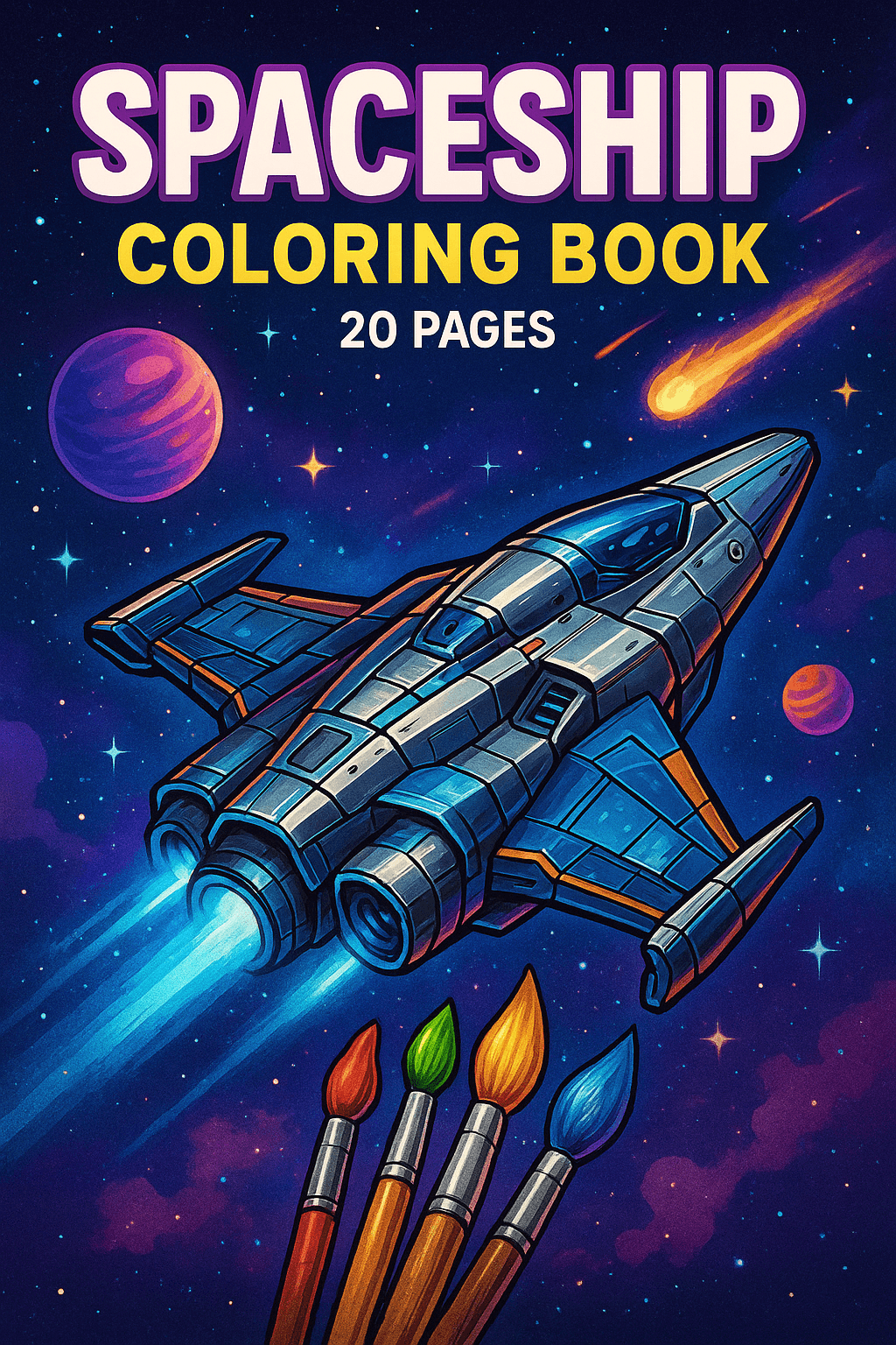 Spaceship Coloring Book - 20 Pages of Galactic Fun
