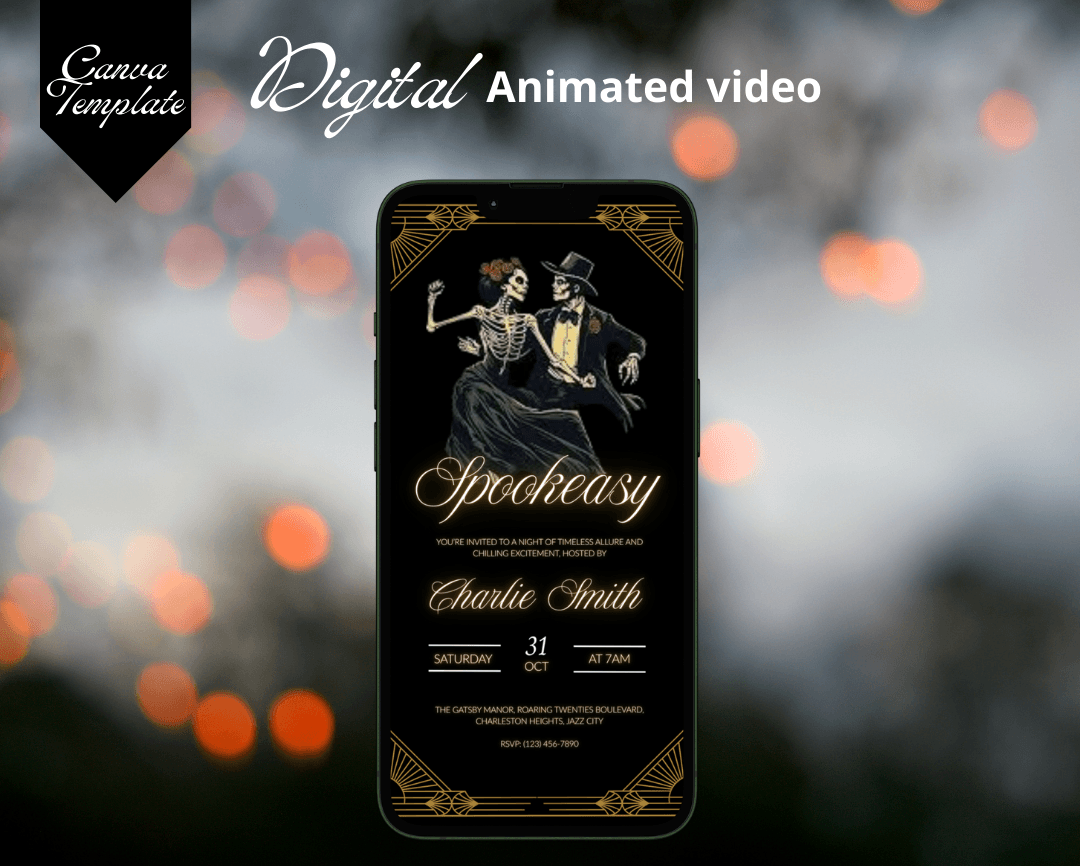 Halloween Party Invitation Template – Editable & Customizable Spooky, Fun, Costume, Gothic, and Adult Celebration Design